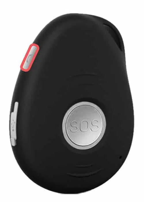 Pendentif Nirbi noir avec bouton téléphone entouré en rouge